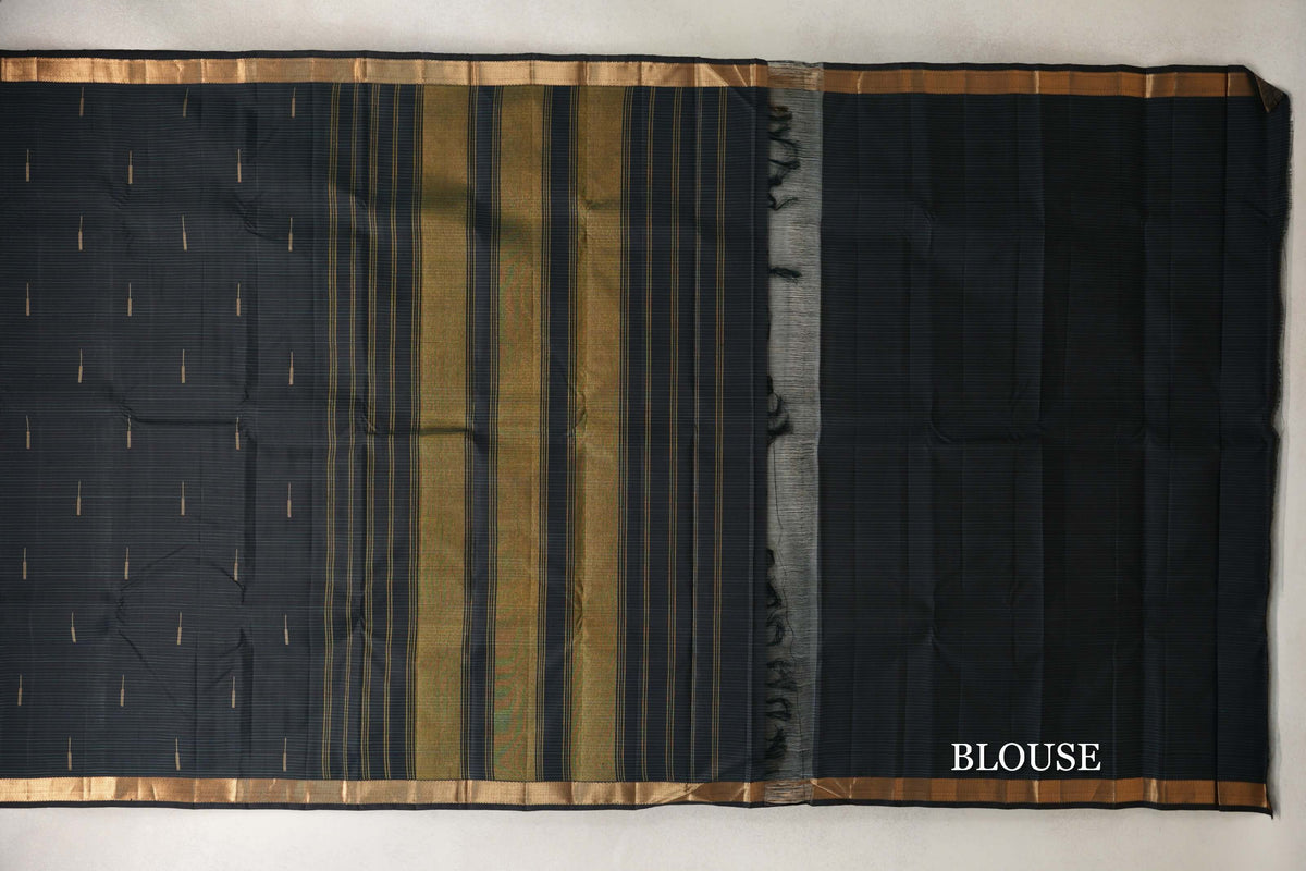 Black Vintage Kanjivaram Silk Saree blouse