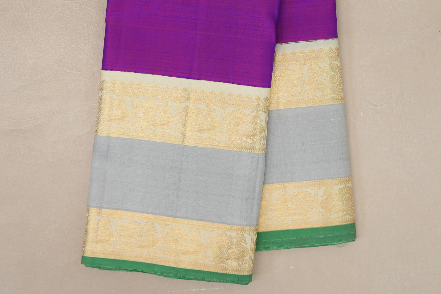 Dual Tone Pink and Blue Vintage Kanjivaram Silk Saree by Shreenivas Silks PSSR019061