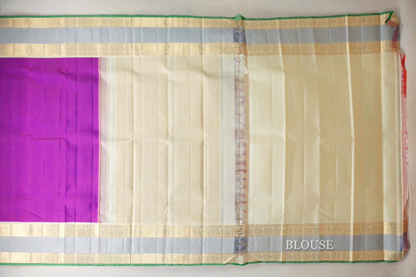Dual Tone Pink and Blue Vintage Kanjivaram Silk Saree by Shreenivas Silks PSSR019061