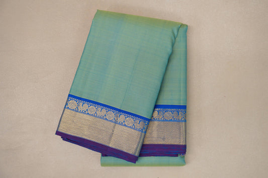 Dual Tone Yellow and Aqua Blue Vintage Kanjivaram Silk Saree by Shreenivas Silks PSSR019062