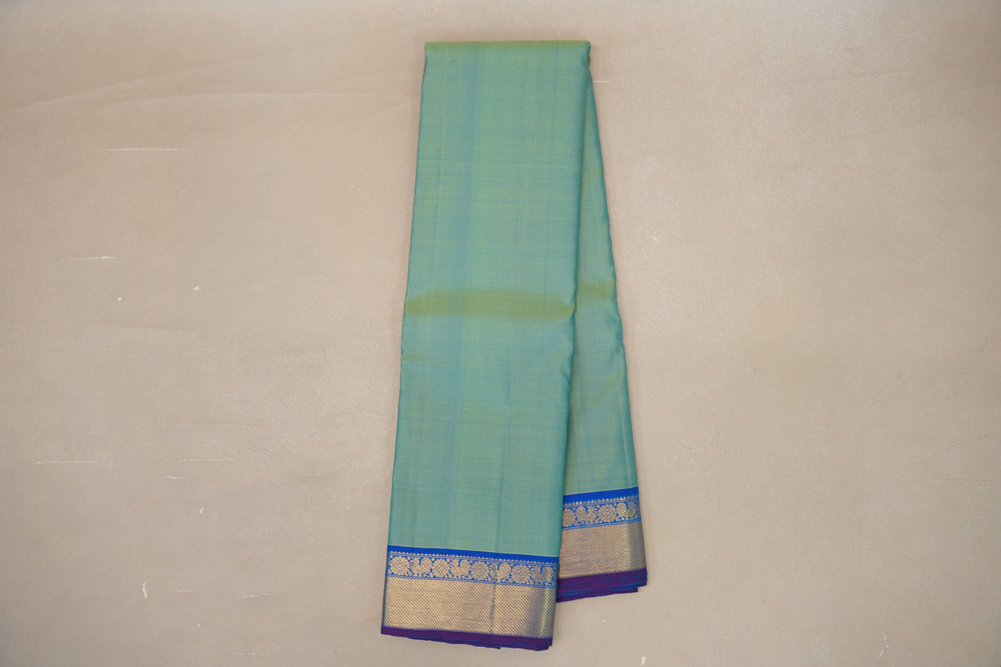 Dual Tone Yellow and Aqua Blue Vintage Kanjivaram Silk Saree by Shreenivas Silks PSSR019062