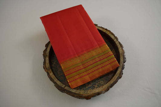 Orange light weight kanchipuram silk saree
