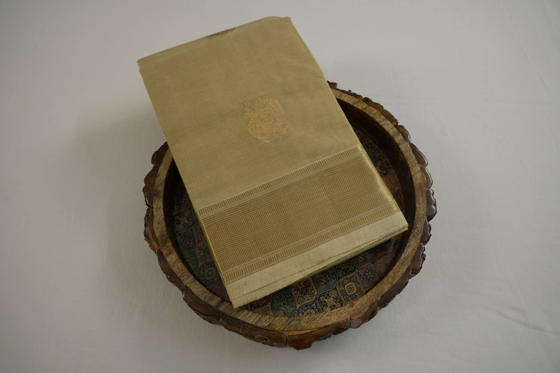 Beige cotton saree online