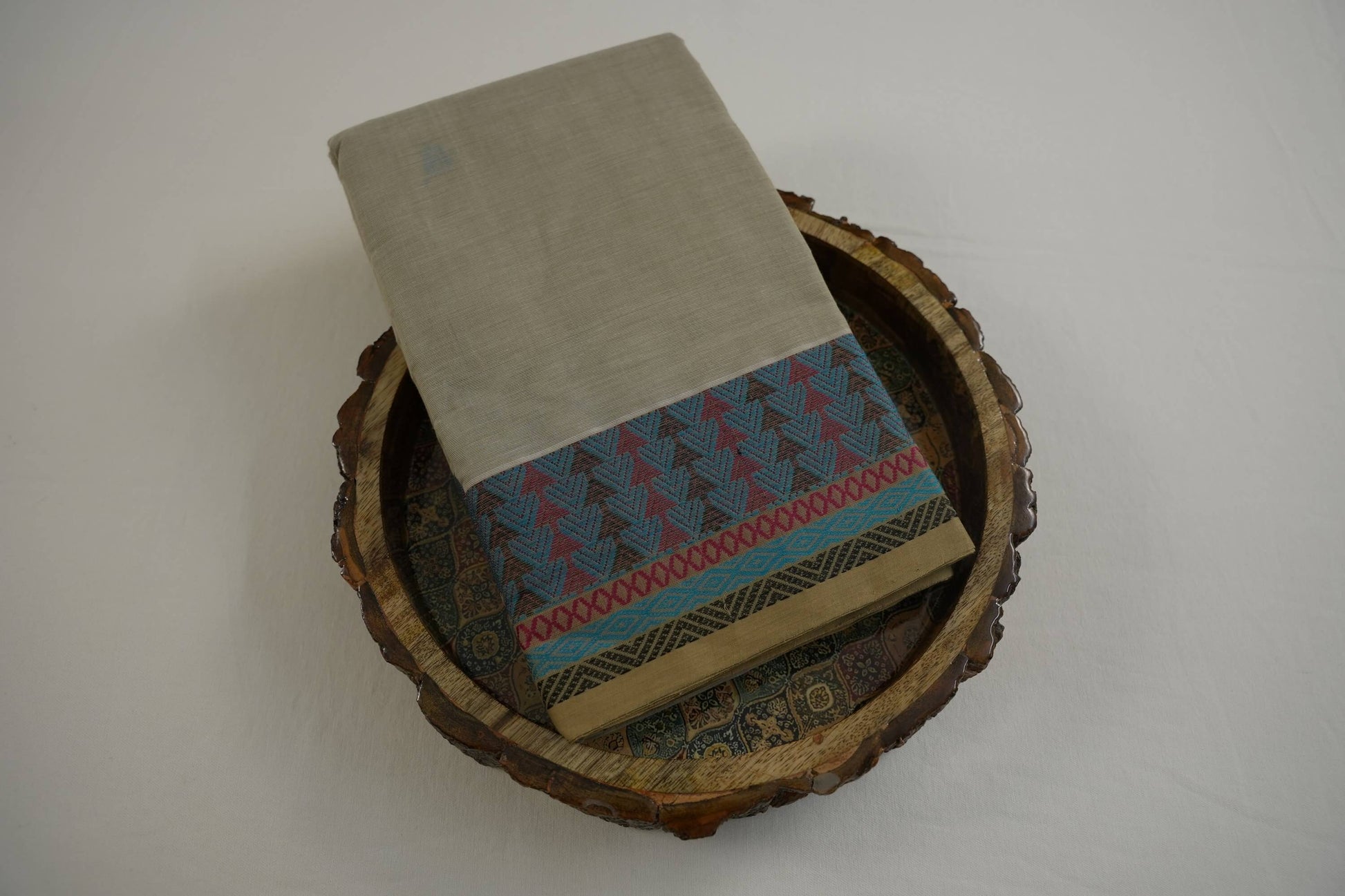 Light beige cotton saree 