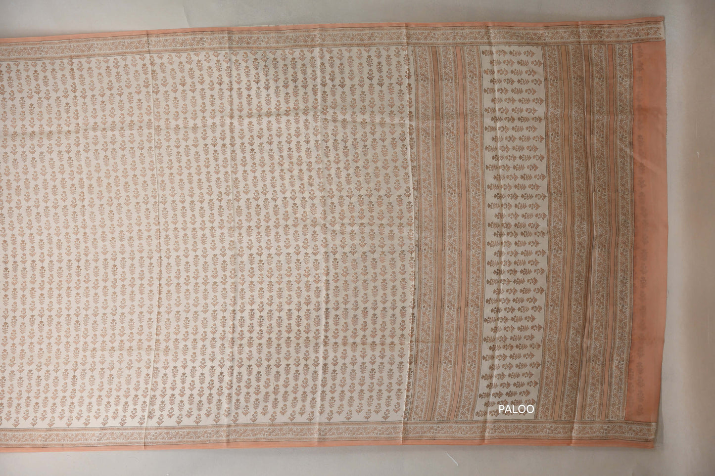 White and peach Tussar silk saree Inheritance India  PSSW290129