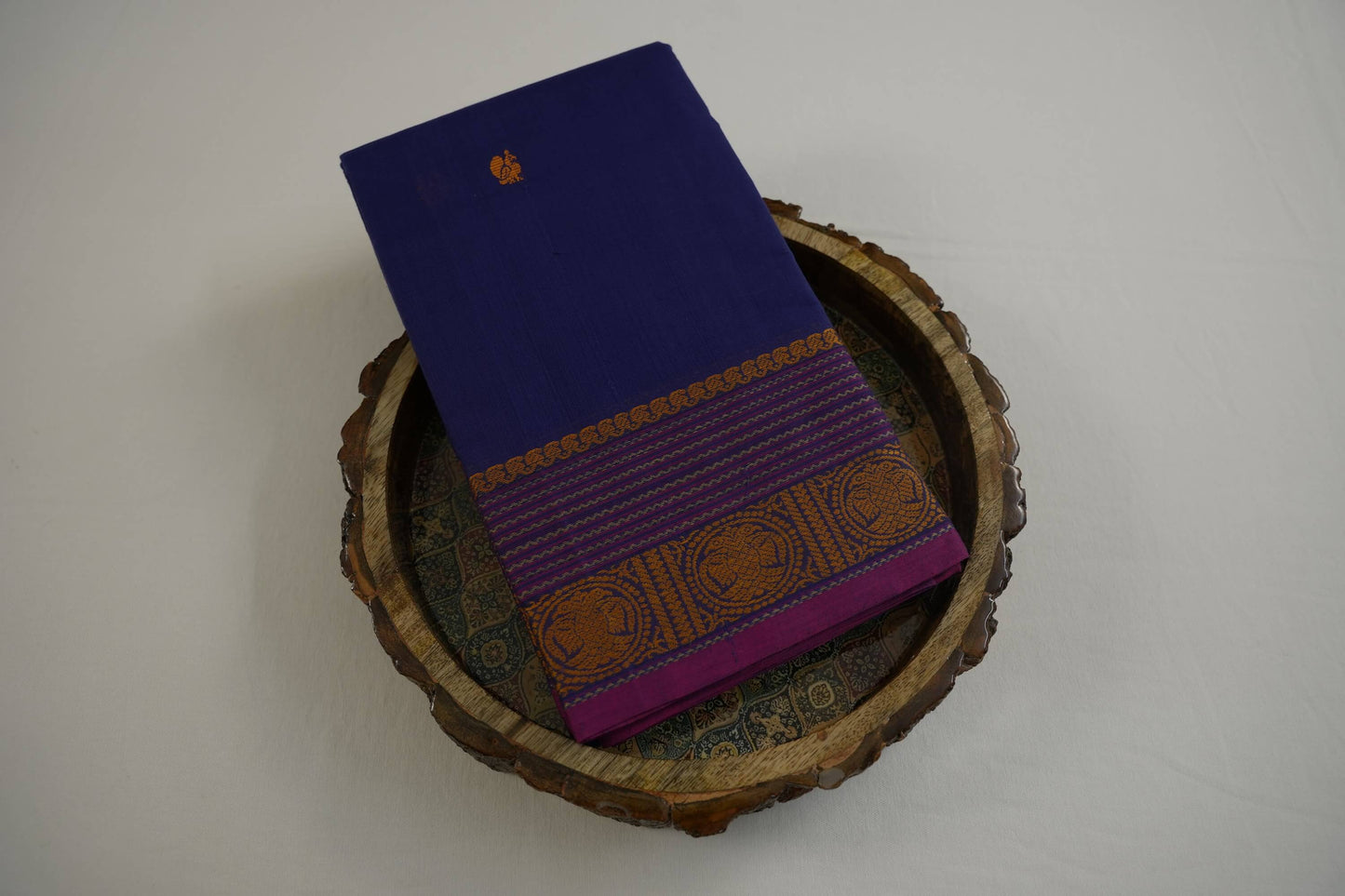 Navy blue cotton saree