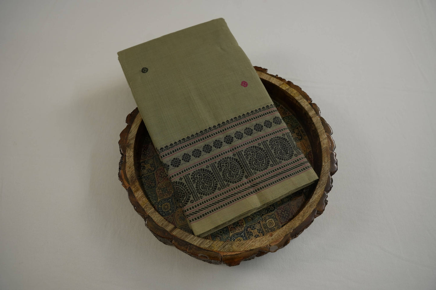 Elaichi green cotton saree