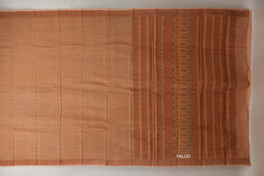 Rust orange Cotton Saree by Inheritance India PSSW290130
