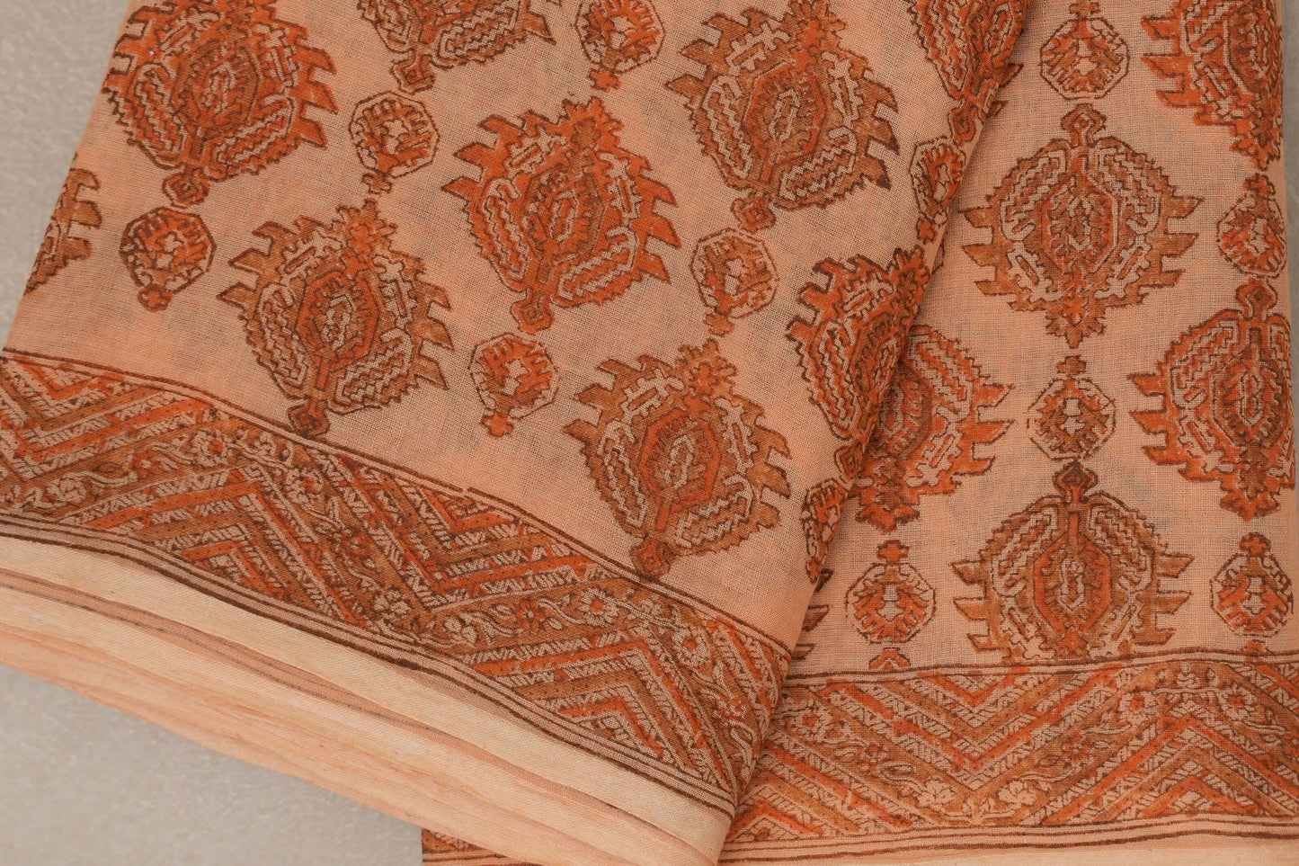 Peach Cotton Saree by Inheritance India PSSW290131