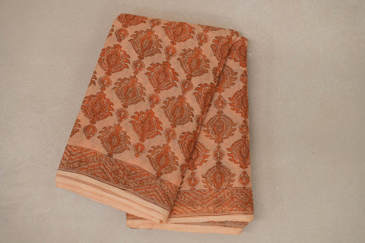 Peach Cotton Saree by Inheritance India PSSW290131