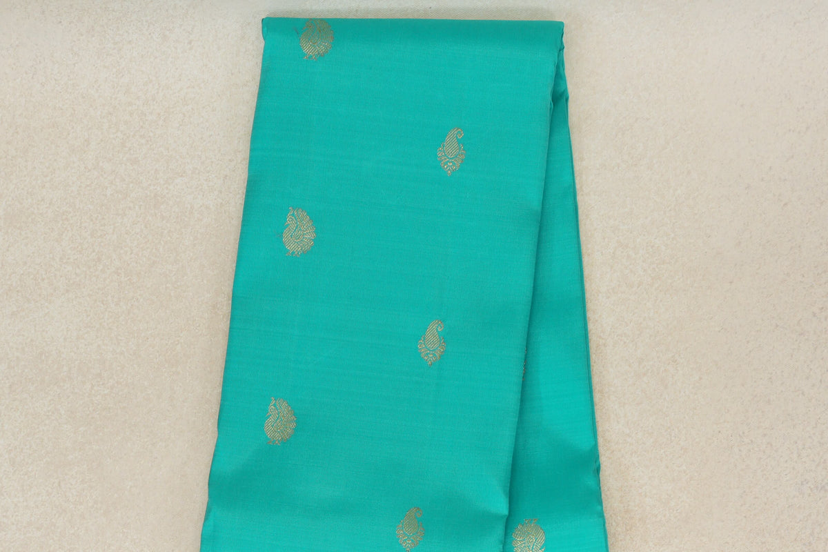 Aqua Blue with Deep Maroon Rettai Pettu Borders Vintage Kanjivaram Silk Saree by Shreenivas Silks PSSR0110190