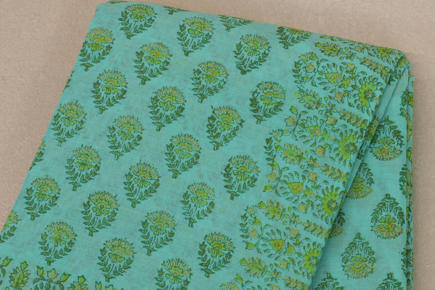 Turquoise blue Cotton Saree by Inheritance India PSSW290132