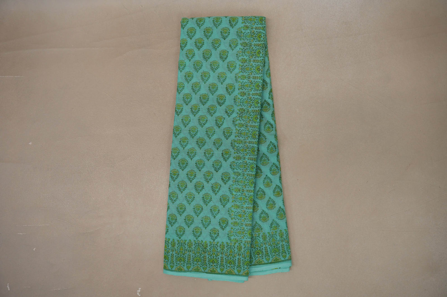 Turquoise blue Cotton Saree by Inheritance India PSSW290132
