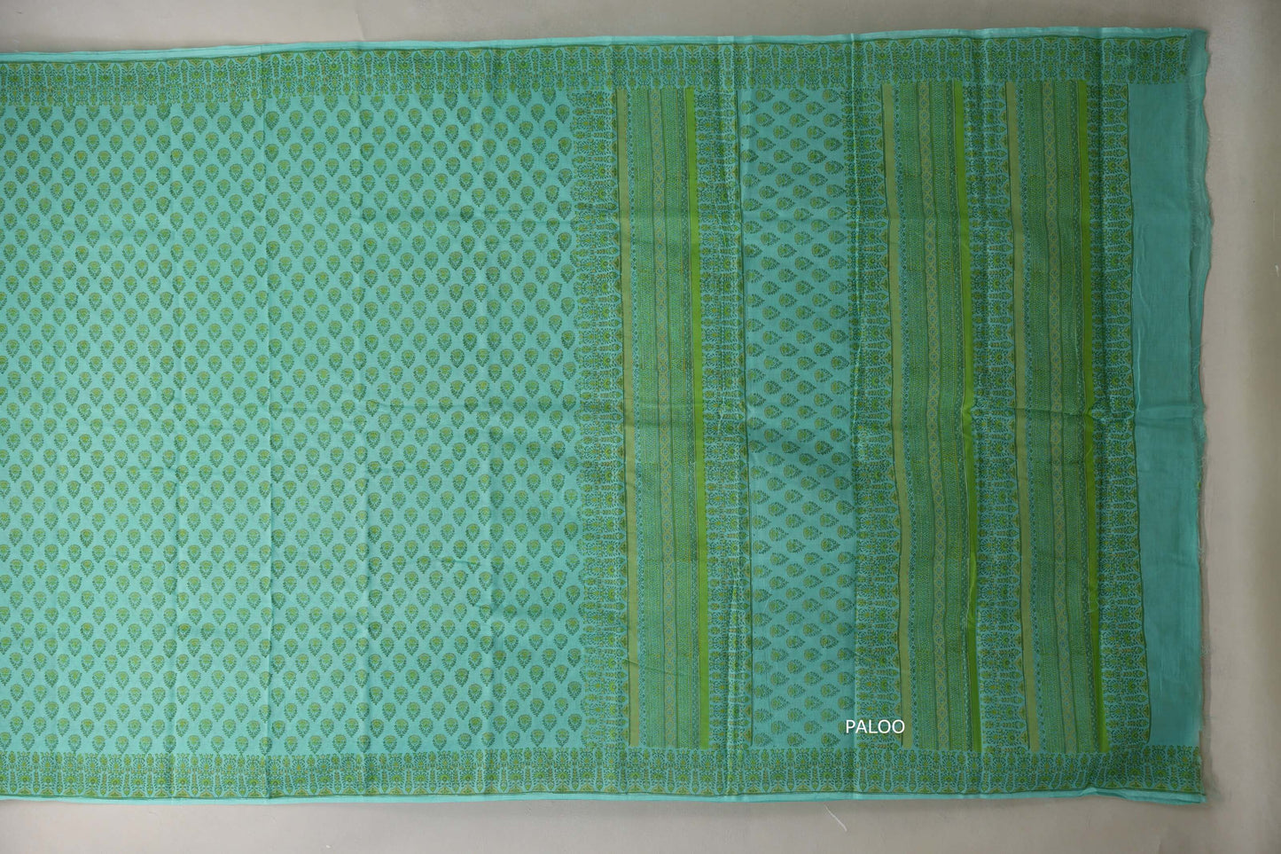 Turquoise blue Cotton Saree by Inheritance India PSSW290132