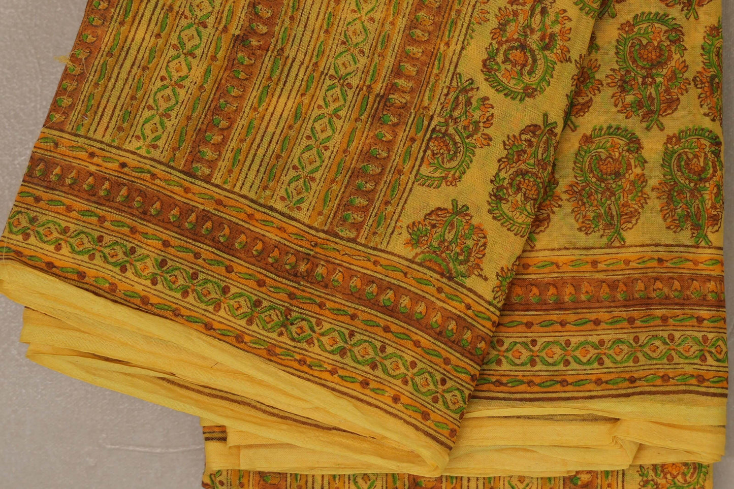 Mustard Cotton Saree by Inheritance India PSSW290133