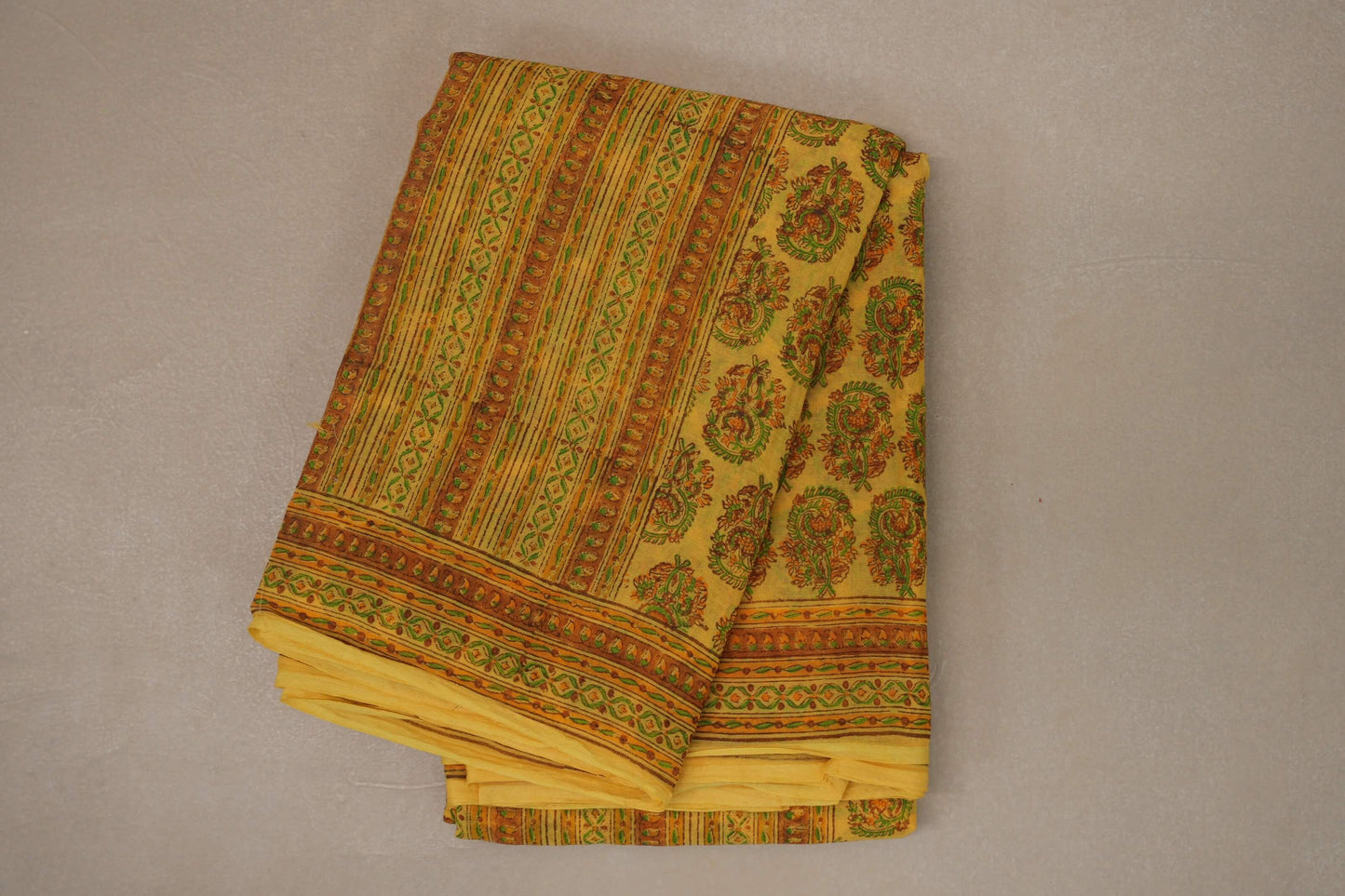 Mustard Cotton Saree by Inheritance India PSSW290133
