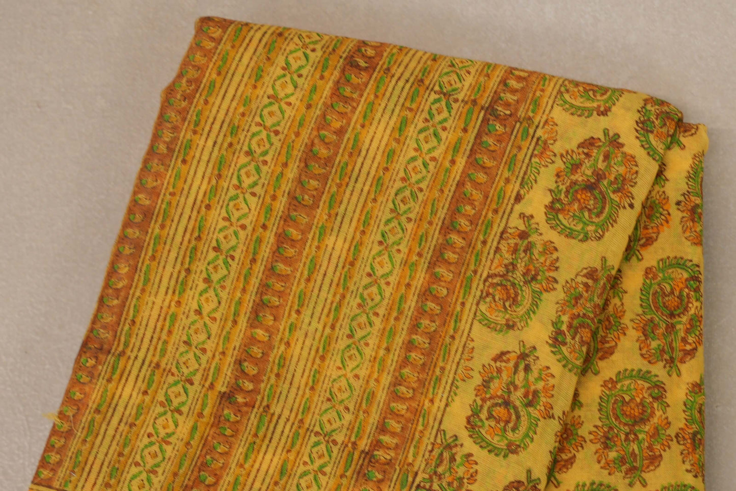Mustard Cotton Saree by Inheritance India PSSW290133