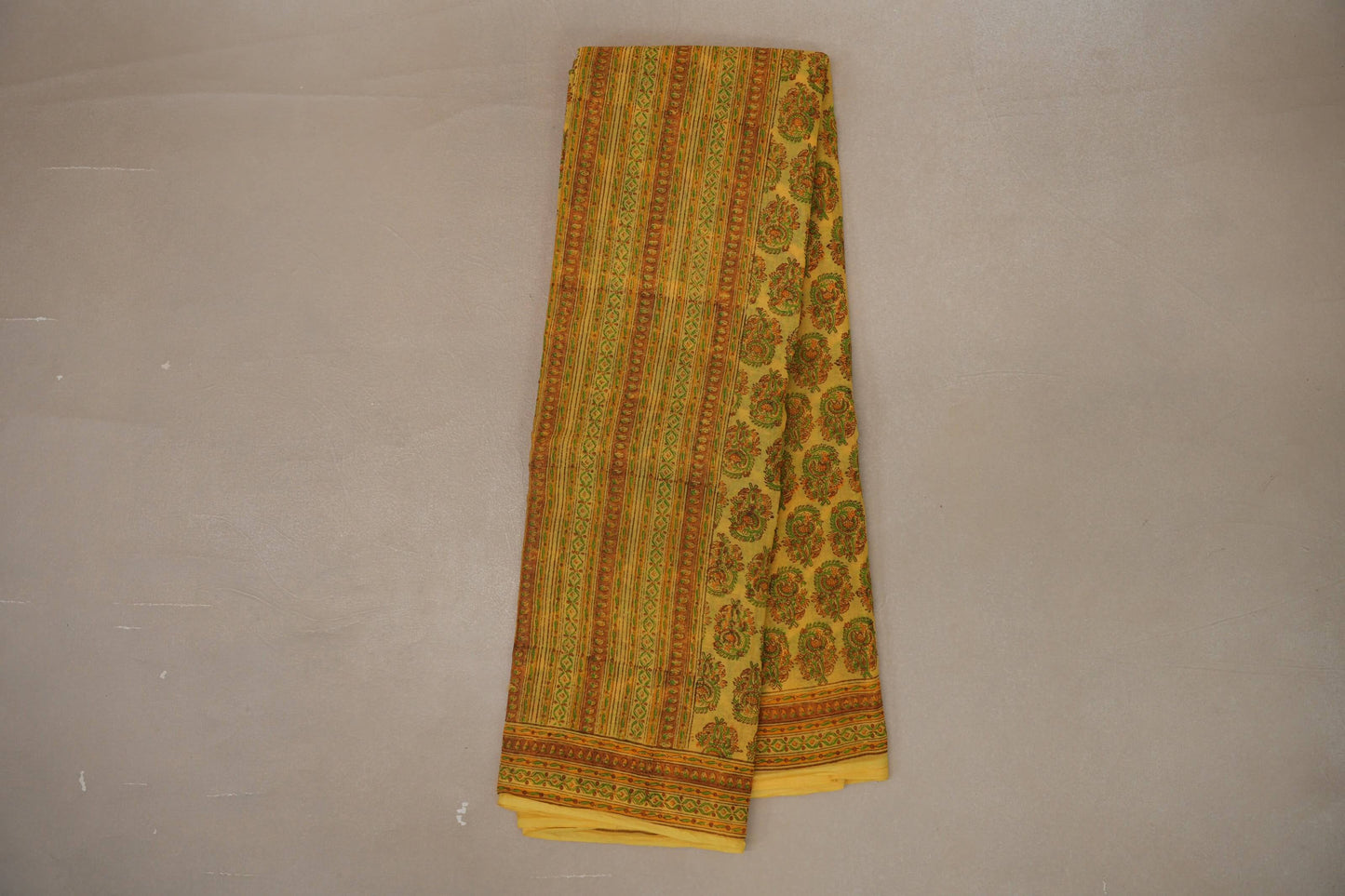 Mustard Cotton Saree by Inheritance India PSSW290133