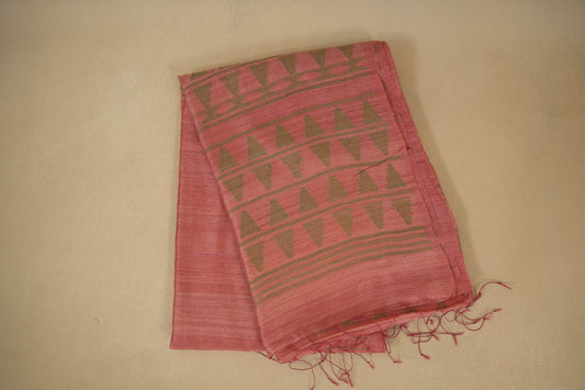Onion Pink Bhagalpur Tussar silk saree 