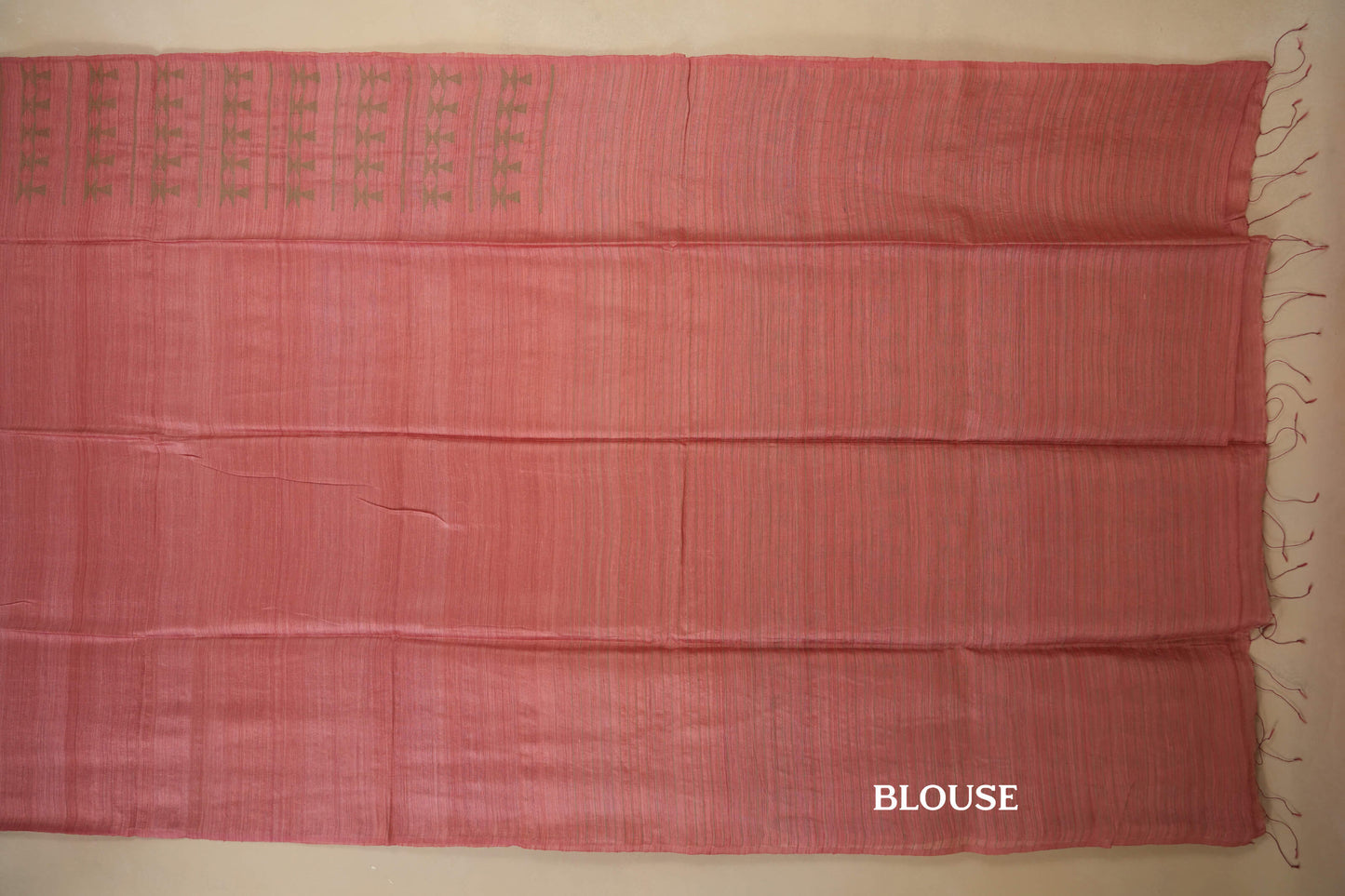 Onion Pink Bhagalpur Tussar silk saree blouse