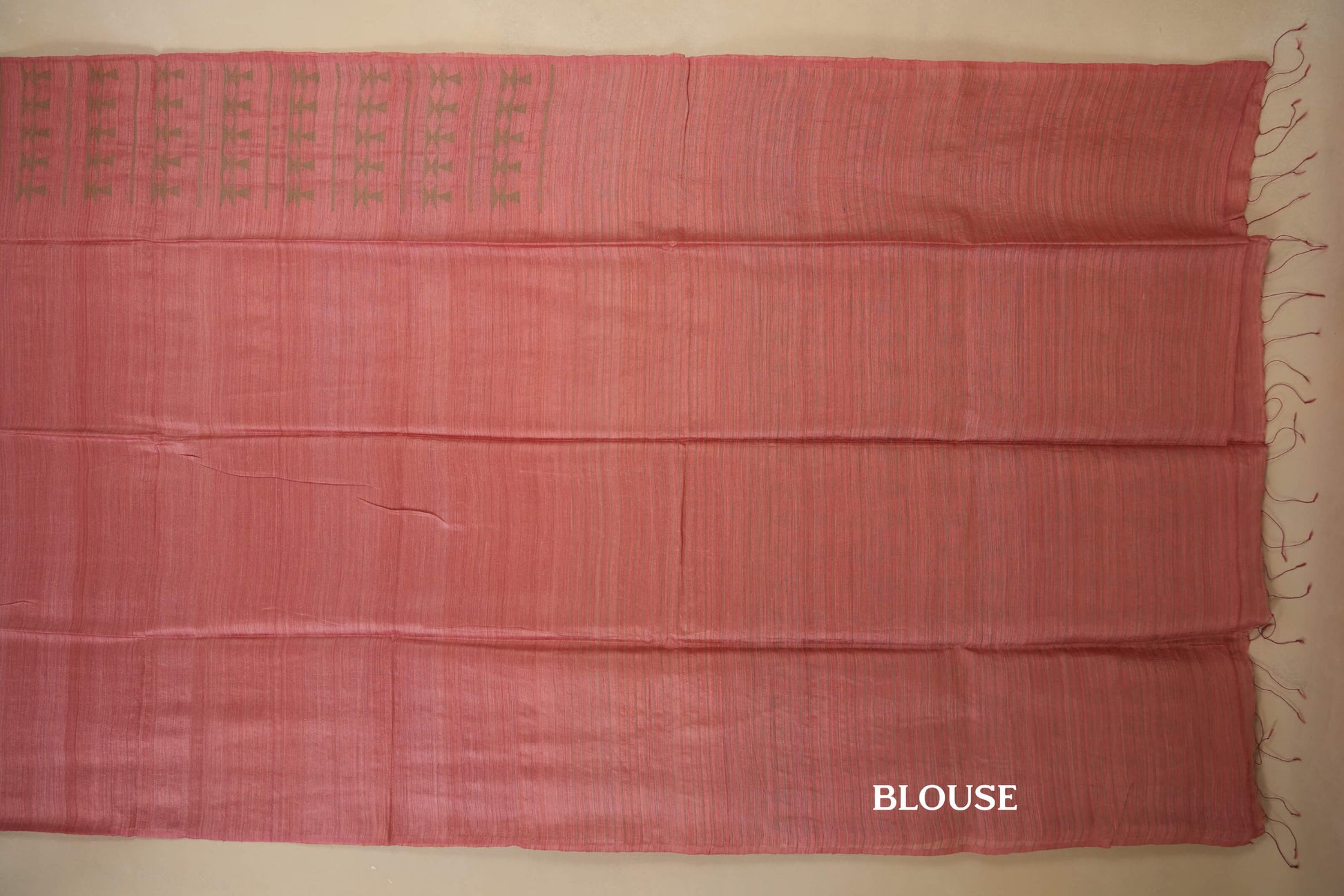 Onion Pink Bhagalpur Tussar silk saree blouse
