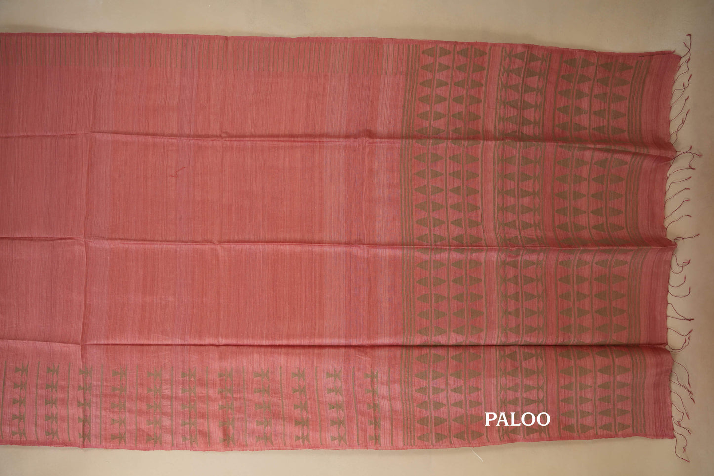 Onion Pink Bhagalpur Tussar silk saree paloo