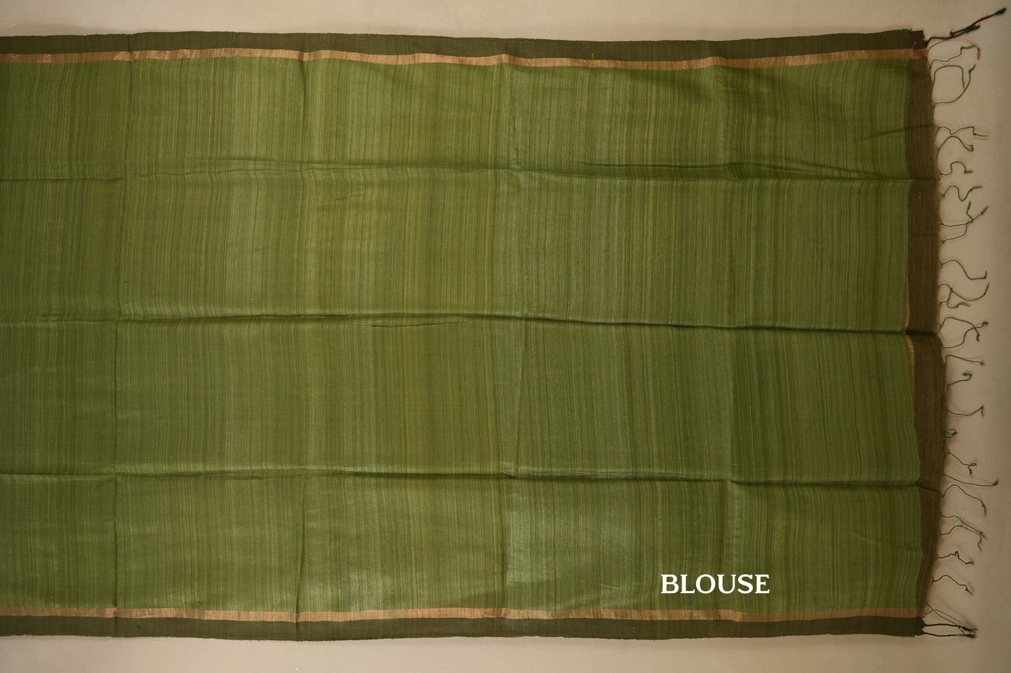 Elaichi Green with Mehendi Green Borders Bhagalpur Tussar silk saree blouse