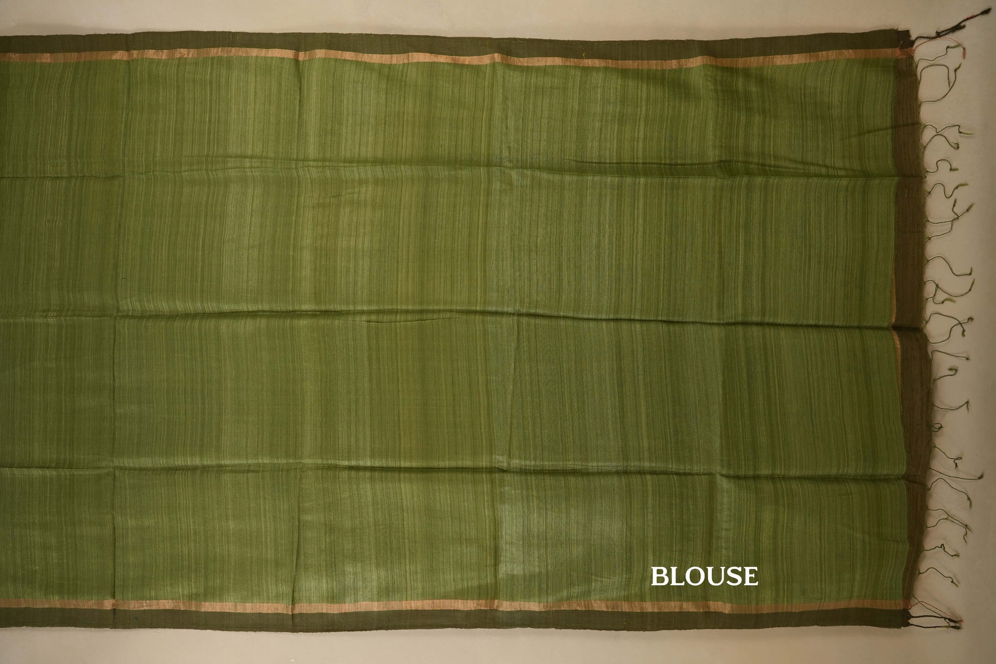 Elaichi Green with Mehendi Green Borders Bhagalpur Tussar silk saree blouse