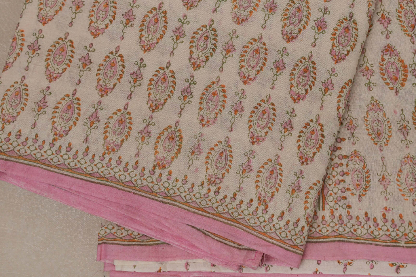 Beige and pink Cotton Saree by Inheritance India PSSW290135