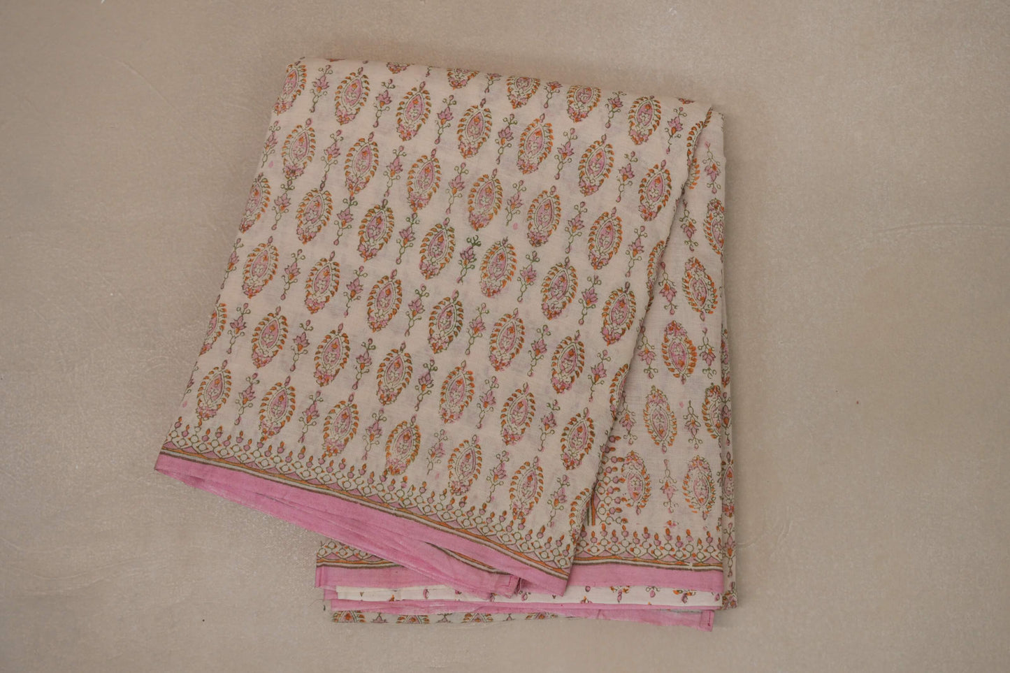 Beige and pink Cotton Saree by Inheritance India PSSW290135
