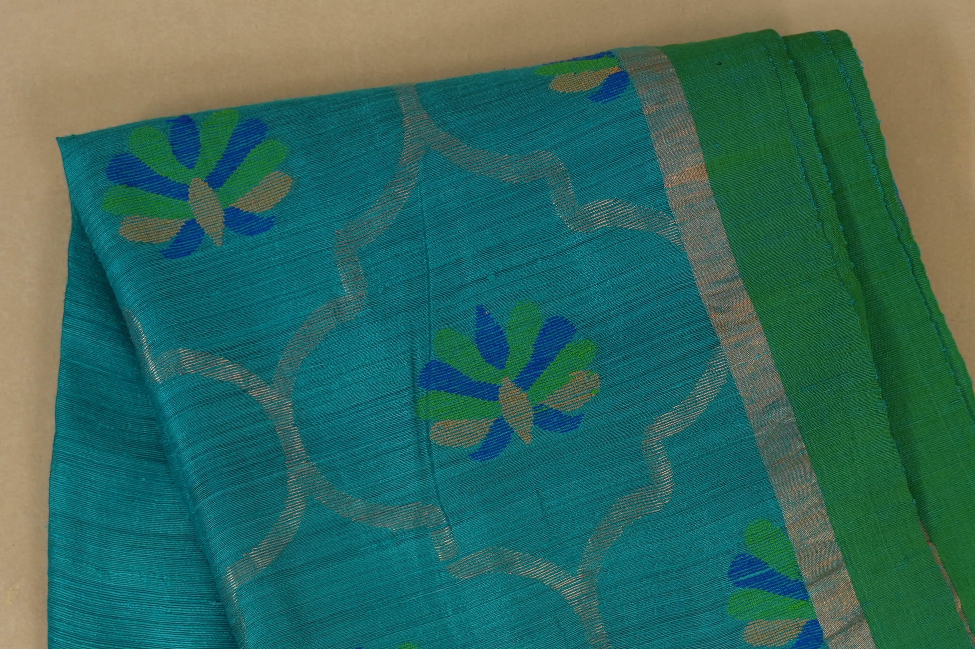 Peacock Blue Bhagalpur Tussar silk saree online