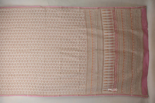 Beige and pink Cotton Saree by Inheritance India PSSW290135