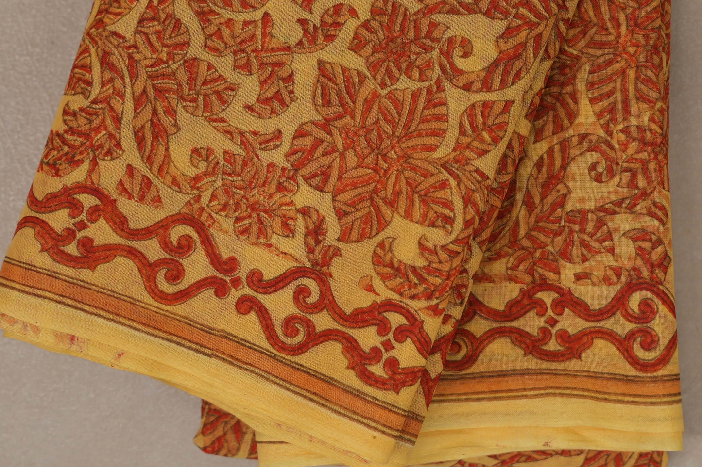 Mustard Cotton Saree by Inheritance India PSSW290136