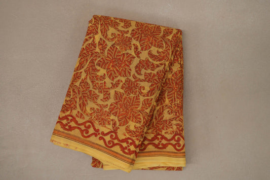 Mustard Cotton Saree by Inheritance India PSSW290136