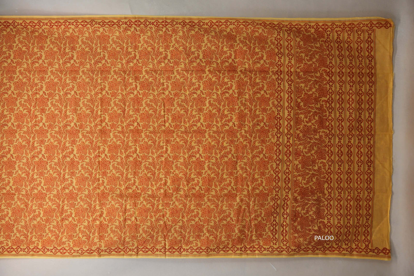 Mustard Cotton Saree by Inheritance India PSSW290136