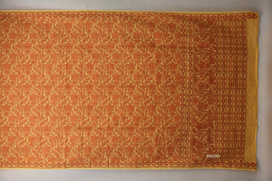 Mustard Cotton Saree by Inheritance India PSSW290136