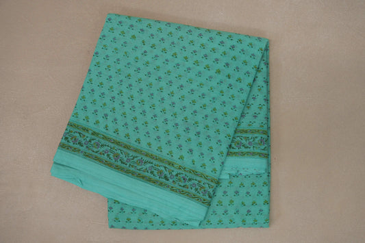 Turquoise blue Cotton Saree by Inheritance India PSSW290137