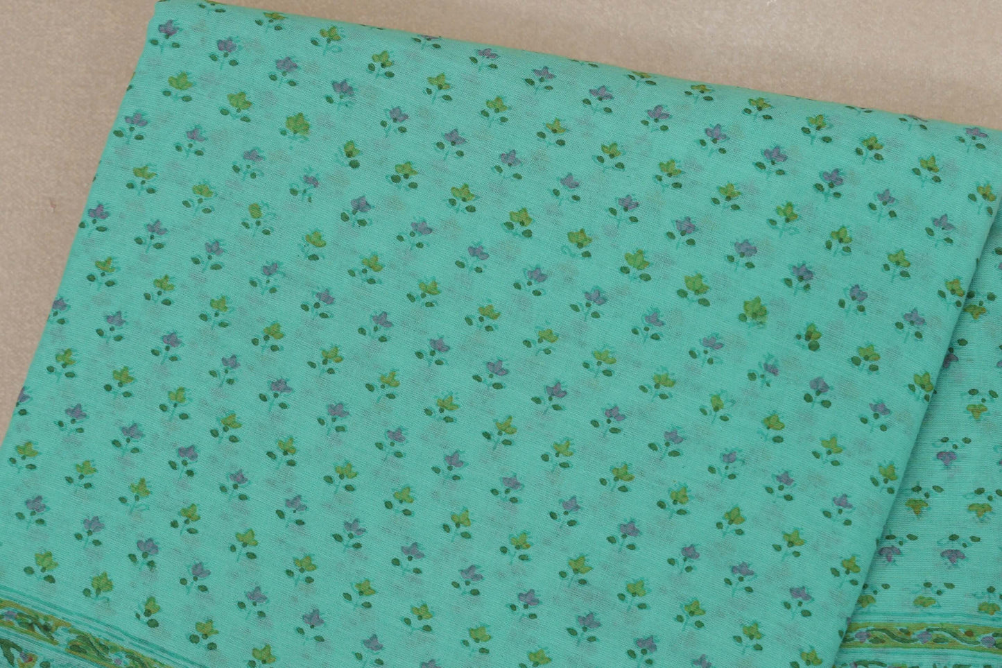 Turquoise blue Cotton Saree by Inheritance India PSSW290137