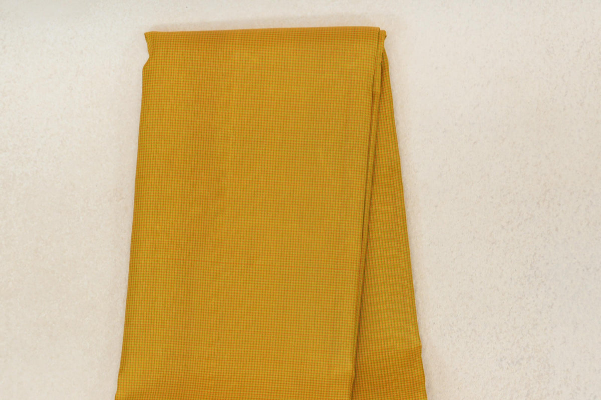 Mustard Yellow with Green Checks and Deep Plum Rettai Pettu Borders Vintage Kanjivaram Silk Saree by Shreenivas Silks PSSR0110195