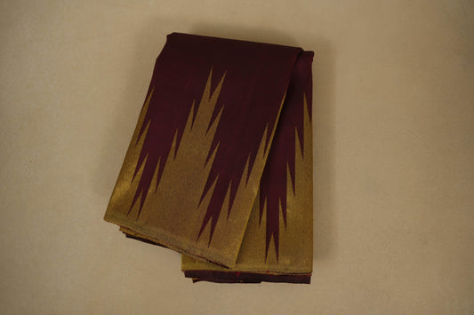 Burgundy Maroon with Tissue Borders Vintage Kanjivaram Silk Saree by Shreenivas Silks PSSR018048