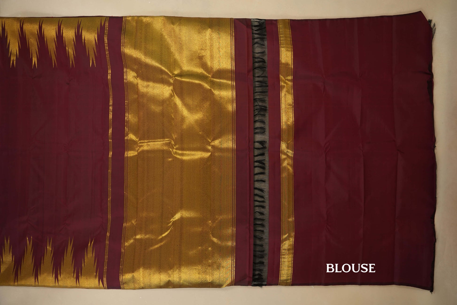 Burgundy Maroon with Tissue Borders Vintage Kanjivaram Silk Saree by Shreenivas Silks PSSR018048 - Parisera