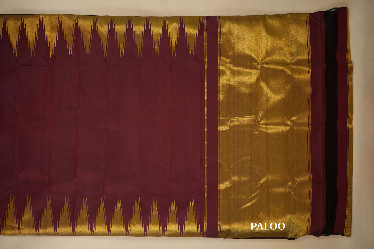 Burgundy Maroon with Tissue Borders Vintage Kanjivaram Silk Saree by Shreenivas Silks PSSR018048 - Parisera