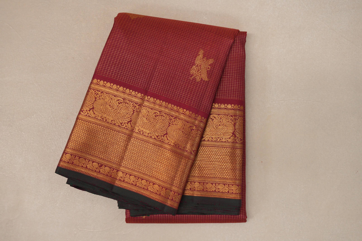Deep Maroon Vintage Kanjivaram Silk Saree by Shreenivas Silks PSSR019068