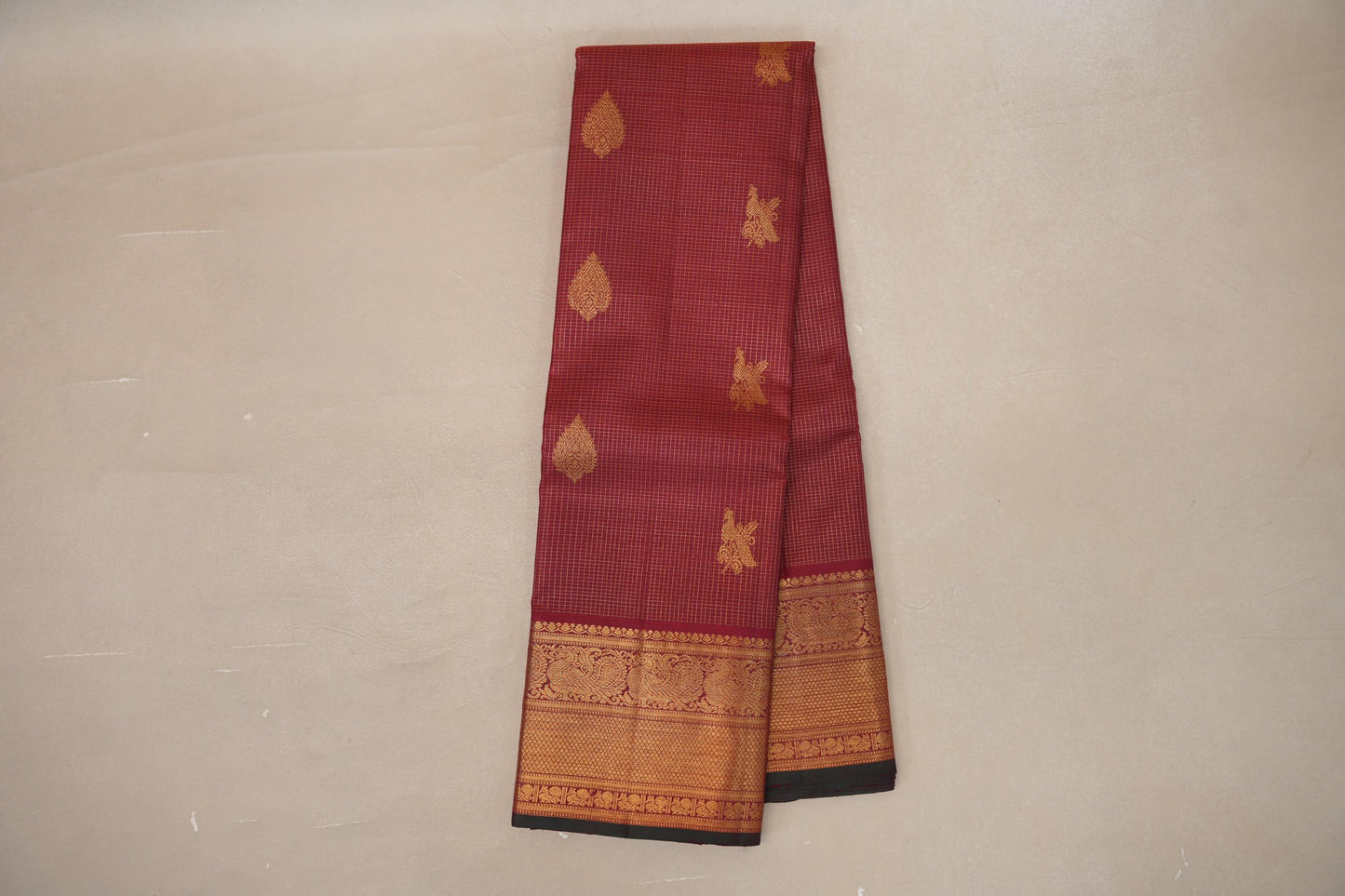 Deep Maroon Vintage Kanjivaram Silk Saree by Shreenivas Silks PSSR019068