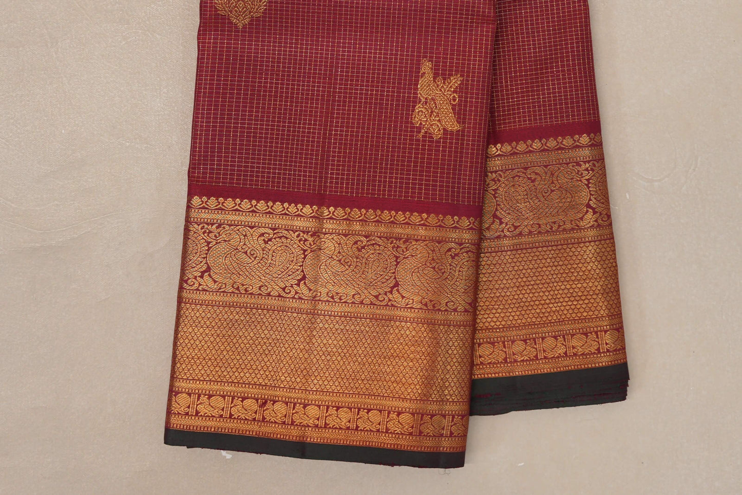 Deep Maroon Vintage Kanjivaram Silk Saree by Shreenivas Silks PSSR019068