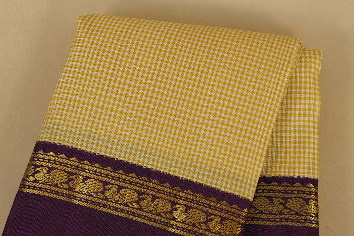 Ivory with Magenta Borders Vintage Kanjivaram Silk Saree by Shreenivas Silks PSSR018051 - Parisera