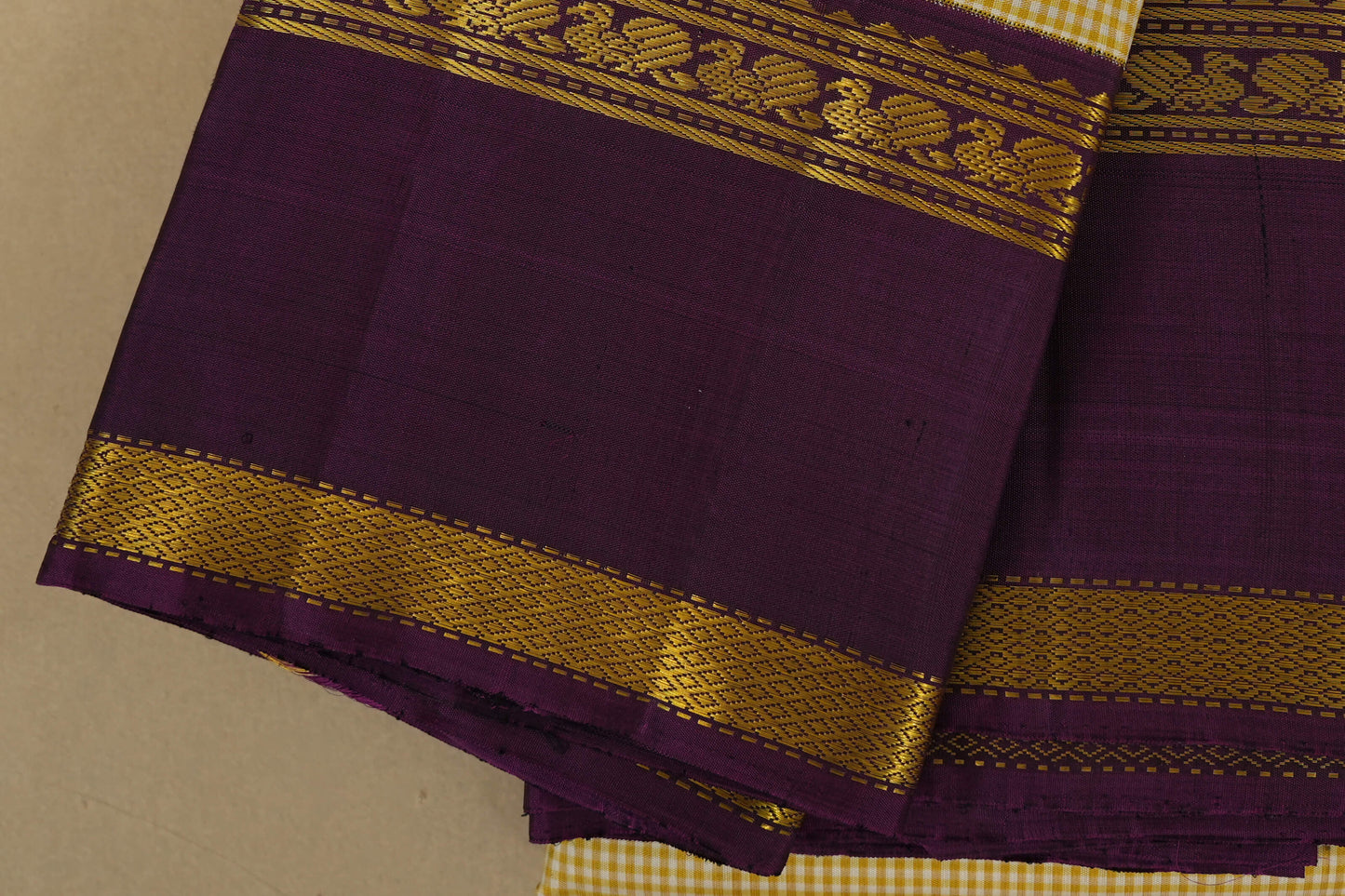 Ivory with Magenta Borders Vintage Kanjivaram Silk Saree by Shreenivas Silks PSSR018051 - Parisera