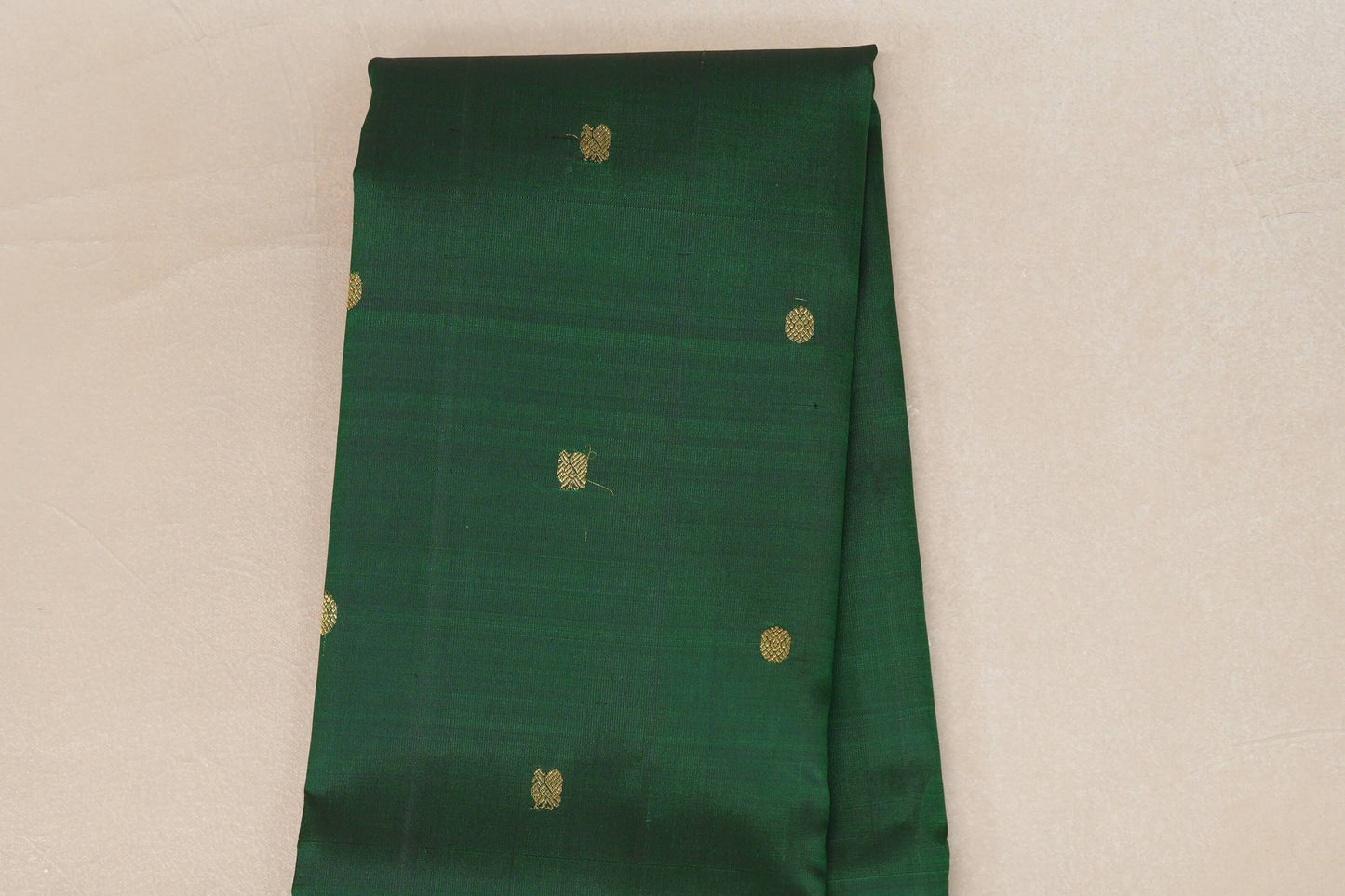 Bottle Green with Orangish Red Borders Vintage Kanjivaram Silk Saree by Shreenivas Silks PSSR019069