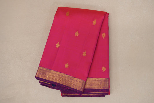 Dual Tone Orange and Pink with Dual Tone Pink and Blue Borders Vintage Kanjivaram Silk Saree by Shreenivas Silks PSSR019070