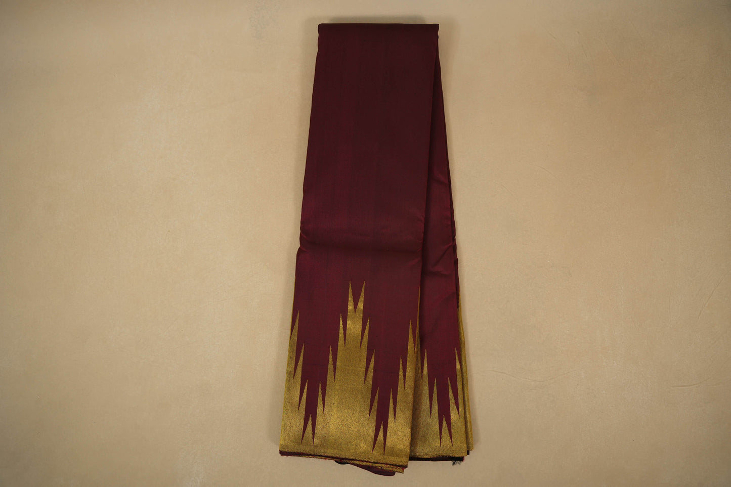 Burgundy Maroon with Tissue Borders Vintage Kanjivaram Silk Saree by Shreenivas Silks PSSR018048 - Parisera